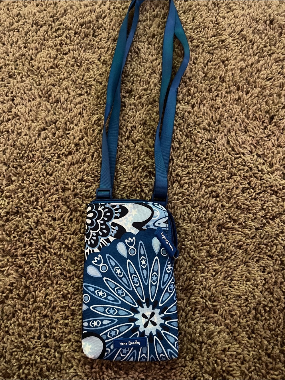 Vera Bradley Navy and Light Blue Floral Crossbody Phone Bag